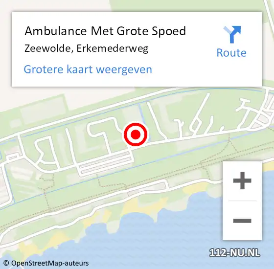 Locatie op kaart van de 112 melding: Ambulance Met Grote Spoed Naar Zeewolde, Erkemederweg op 22 april 2022 19:17