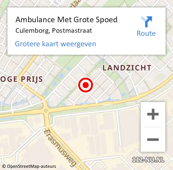 Locatie op kaart van de 112 melding: Ambulance Met Grote Spoed Naar Culemborg, Postmastraat op 22 april 2022 19:20