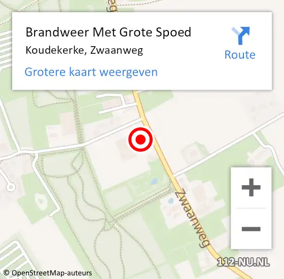 Locatie op kaart van de 112 melding: Brandweer Met Grote Spoed Naar Koudekerke, Zwaanweg op 22 april 2022 20:06