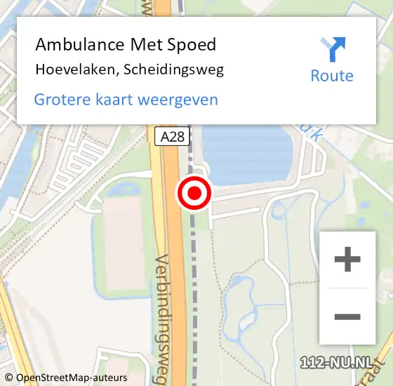 Locatie op kaart van de 112 melding: Ambulance Met Spoed Naar Hoevelaken, Scheidingsweg op 22 april 2022 20:16