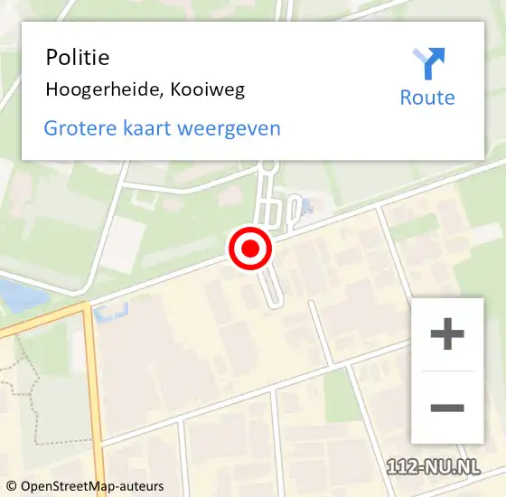 Locatie op kaart van de 112 melding: Politie Hoogerheide, Kooiweg op 15 juli 2014 10:15