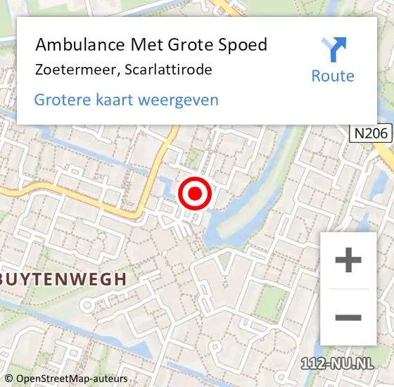 Locatie op kaart van de 112 melding: Ambulance Met Grote Spoed Naar Zoetermeer, Scarlattirode op 22 april 2022 20:39