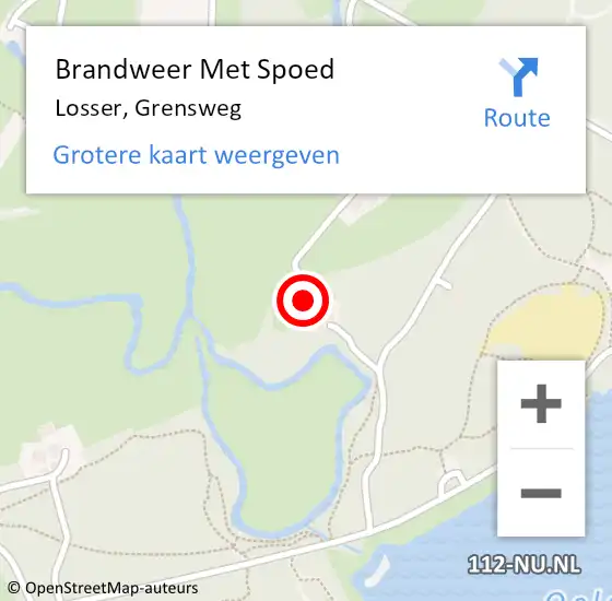 Locatie op kaart van de 112 melding: Brandweer Met Spoed Naar Losser, Grensweg op 22 april 2022 21:01