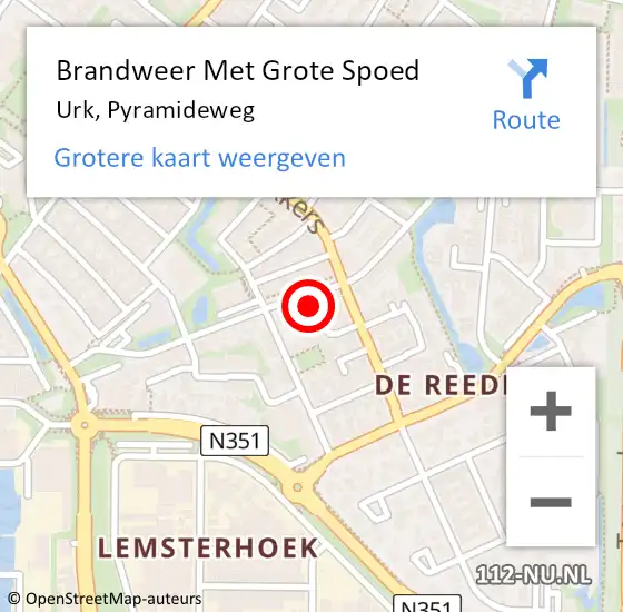 Locatie op kaart van de 112 melding: Brandweer Met Grote Spoed Naar Urk, Pyramideweg op 22 april 2022 21:07