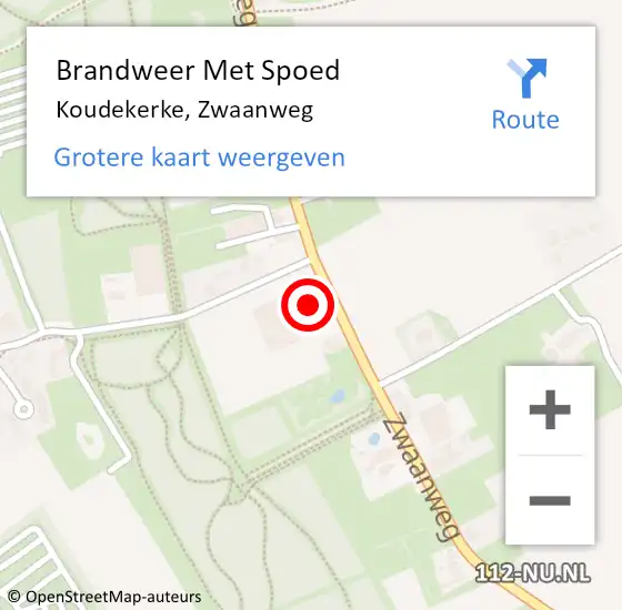 Locatie op kaart van de 112 melding: Brandweer Met Spoed Naar Koudekerke, Zwaanweg op 22 april 2022 21:16