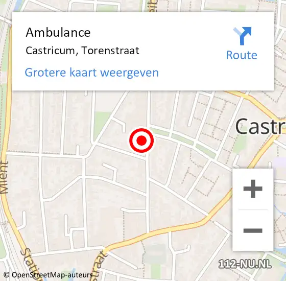 Locatie op kaart van de 112 melding: Ambulance Castricum, Torenstraat op 22 april 2022 21:31