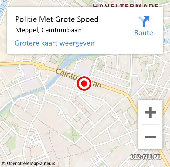 Locatie op kaart van de 112 melding: Politie Met Grote Spoed Naar Meppel, Ceintuurbaan op 22 april 2022 21:34