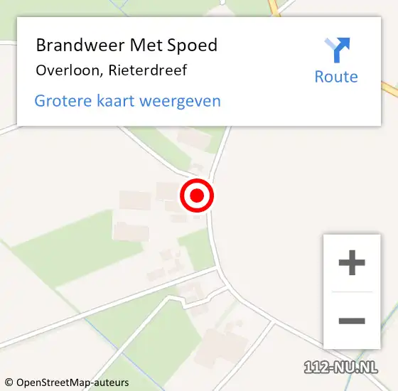 Locatie op kaart van de 112 melding: Brandweer Met Spoed Naar Overloon, Rieterdreef op 22 april 2022 22:04