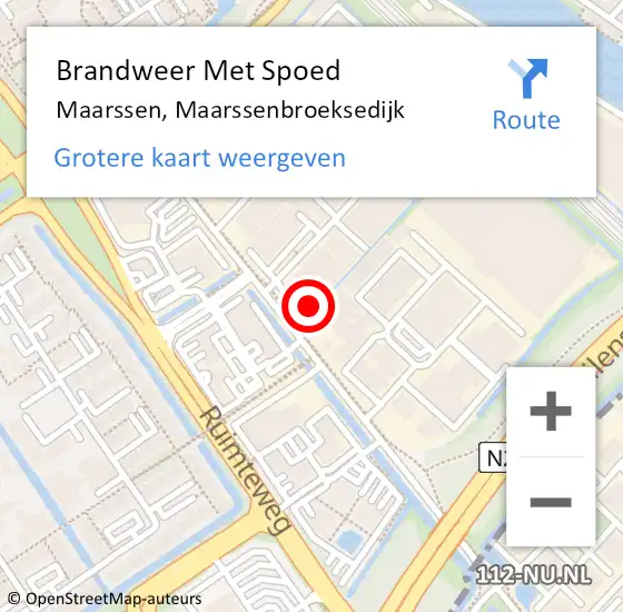 Locatie op kaart van de 112 melding: Brandweer Met Spoed Naar Maarssen, Maarssenbroeksedijk op 22 april 2022 22:06