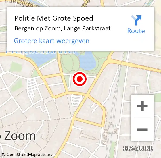 Locatie op kaart van de 112 melding: Politie Met Grote Spoed Naar Bergen op Zoom, Lange Parkstraat op 22 april 2022 22:11