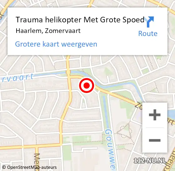 Locatie op kaart van de 112 melding: Trauma helikopter Met Grote Spoed Naar Haarlem, Zomervaart op 22 april 2022 22:45