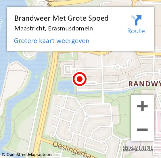 Locatie op kaart van de 112 melding: Brandweer Met Grote Spoed Naar Maastricht, Erasmusdomein op 22 april 2022 22:45