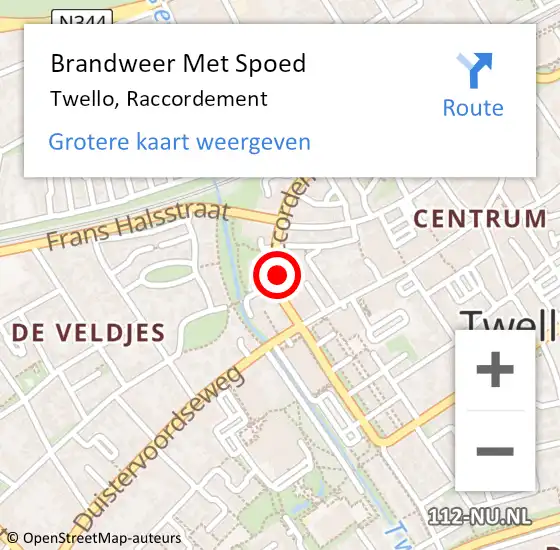 Locatie op kaart van de 112 melding: Brandweer Met Spoed Naar Twello, Raccordement op 22 april 2022 22:47