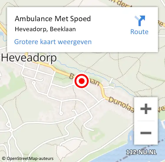 Locatie op kaart van de 112 melding: Ambulance Met Spoed Naar Heveadorp, Beeklaan op 22 april 2022 23:36