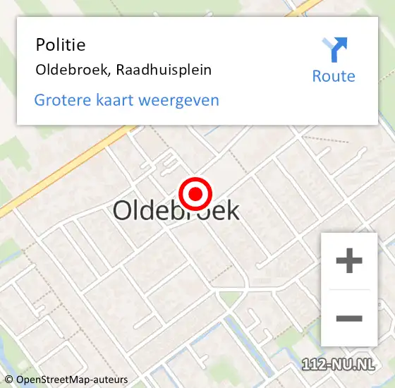 Locatie op kaart van de 112 melding: Politie Oldebroek, Raadhuisplein op 22 april 2022 23:59