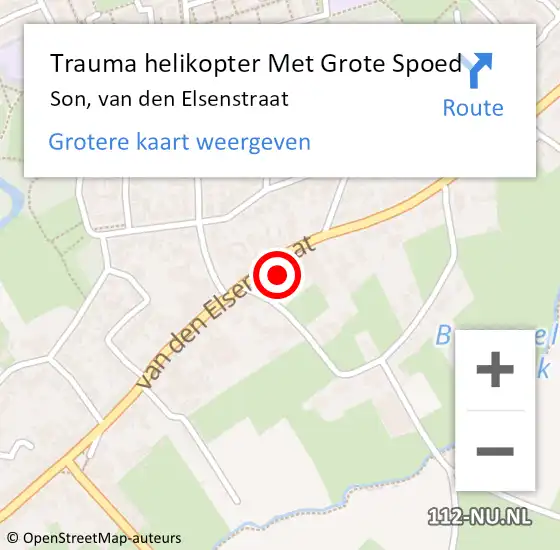 Locatie op kaart van de 112 melding: Trauma helikopter Met Grote Spoed Naar Son, van den Elsenstraat op 23 april 2022 00:20