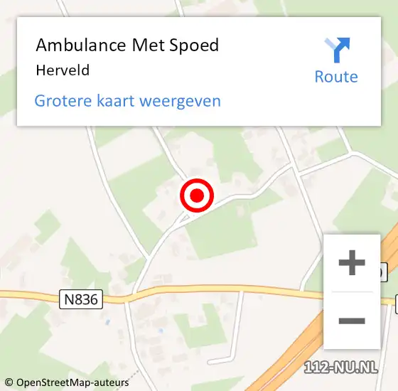 Locatie op kaart van de 112 melding: Ambulance Met Spoed Naar Herveld op 15 juli 2014 10:28
