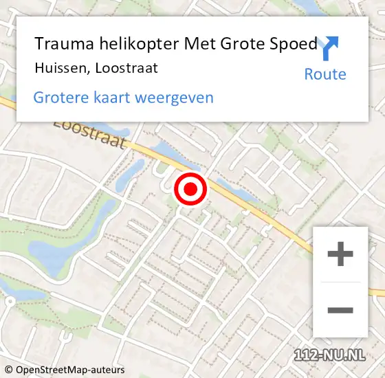 Locatie op kaart van de 112 melding: Trauma helikopter Met Grote Spoed Naar Huissen, Loostraat op 23 april 2022 00:34