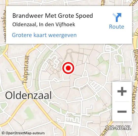 Locatie op kaart van de 112 melding: Brandweer Met Grote Spoed Naar Oldenzaal, In den Vijfhoek op 23 april 2022 01:56