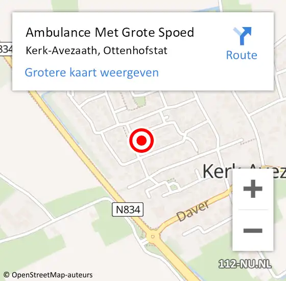 Locatie op kaart van de 112 melding: Ambulance Met Grote Spoed Naar Kerk-Avezaath, Ottenhofstat op 23 april 2022 02:29