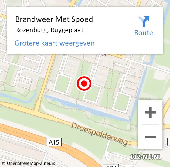 Locatie op kaart van de 112 melding: Brandweer Met Spoed Naar Rozenburg, Ruygeplaat op 23 april 2022 02:51