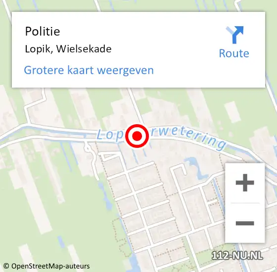 Locatie op kaart van de 112 melding: Politie Lopik, Wielsekade op 23 april 2022 03:17