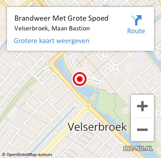 Locatie op kaart van de 112 melding: Brandweer Met Grote Spoed Naar Velserbroek, Maan Bastion op 23 april 2022 03:17