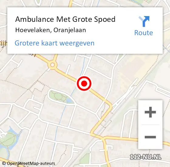 Locatie op kaart van de 112 melding: Ambulance Met Grote Spoed Naar Hoevelaken, Oranjelaan op 23 april 2022 03:22