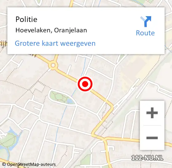 Locatie op kaart van de 112 melding: Politie Hoevelaken, Oranjelaan op 23 april 2022 03:22