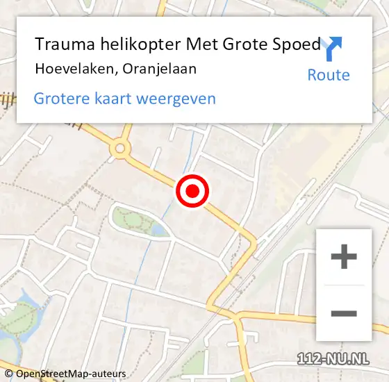 Locatie op kaart van de 112 melding: Trauma helikopter Met Grote Spoed Naar Hoevelaken, Oranjelaan op 23 april 2022 03:24
