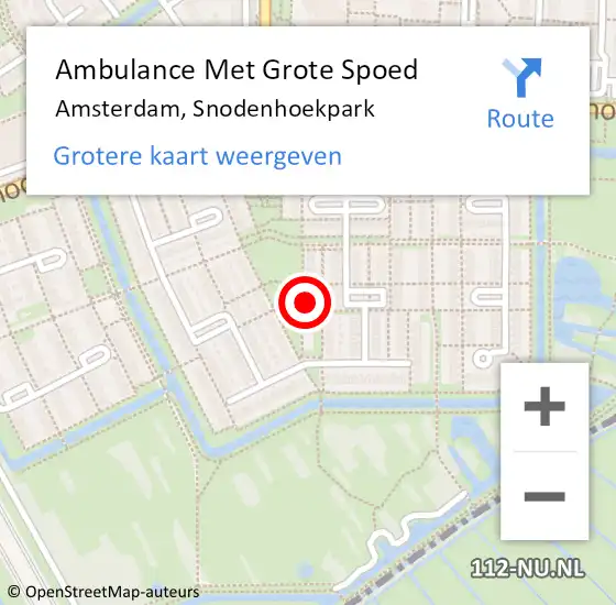 Locatie op kaart van de 112 melding: Ambulance Met Grote Spoed Naar Amsterdam-Zuidoost, Snodenhoekpark op 23 april 2022 03:30