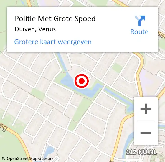 Locatie op kaart van de 112 melding: Politie Met Grote Spoed Naar Duiven, Venus op 23 april 2022 03:31