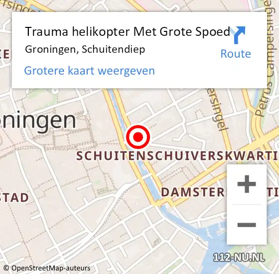 Locatie op kaart van de 112 melding: Trauma helikopter Met Grote Spoed Naar Groningen, Schuitendiep op 23 april 2022 03:48
