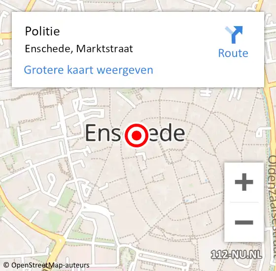 Locatie op kaart van de 112 melding: Politie Enschede, Marktstraat op 23 april 2022 04:20