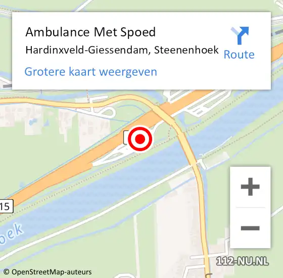 Locatie op kaart van de 112 melding: Ambulance Met Spoed Naar Hardinxveld-Giessendam, Steenenhoek op 23 april 2022 04:28