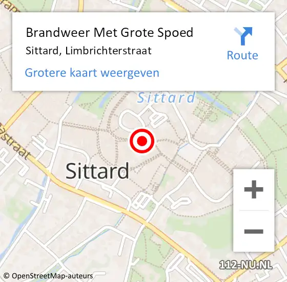 Locatie op kaart van de 112 melding: Brandweer Met Grote Spoed Naar Sittard, Limbrichterstraat op 23 april 2022 04:42