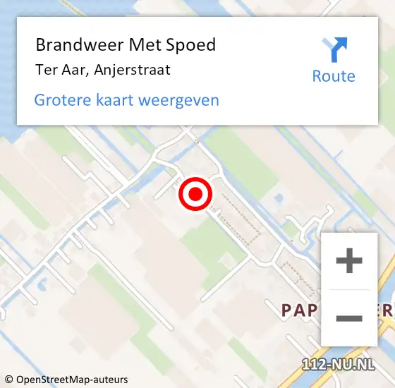 Locatie op kaart van de 112 melding: Brandweer Met Spoed Naar Ter Aar, Anjerstraat op 23 april 2022 04:54