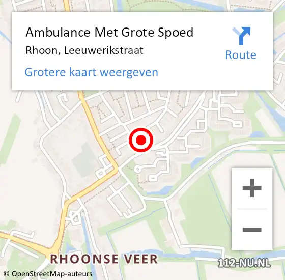 Locatie op kaart van de 112 melding: Ambulance Met Grote Spoed Naar Rhoon, Leeuwerikstraat op 23 april 2022 06:20