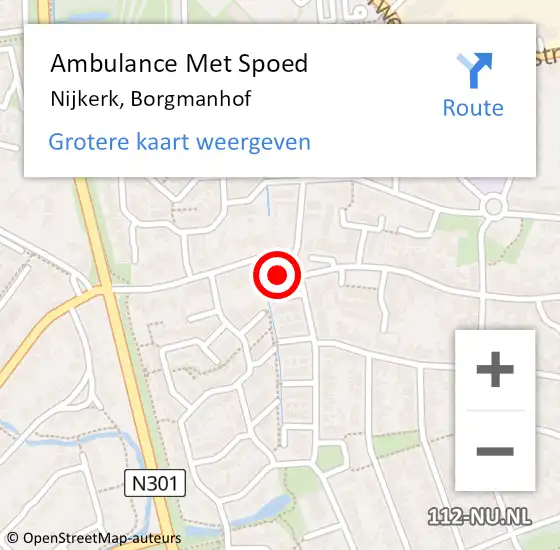 Locatie op kaart van de 112 melding: Ambulance Met Spoed Naar Nijkerk, Borgmanhof op 23 april 2022 07:53