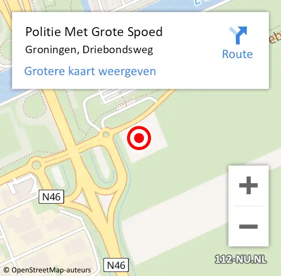 Locatie op kaart van de 112 melding: Politie Met Grote Spoed Naar Groningen, Driebondsweg op 23 april 2022 08:44