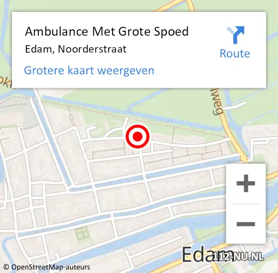 Locatie op kaart van de 112 melding: Ambulance Met Grote Spoed Naar Edam, Noorderstraat op 23 april 2022 08:58