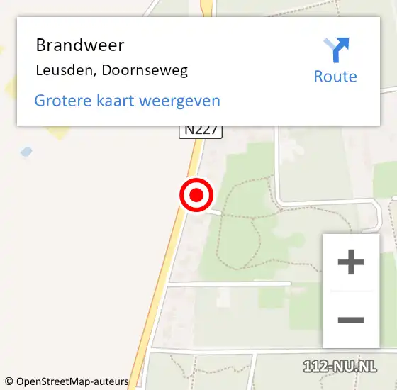 Locatie op kaart van de 112 melding: Brandweer Leusden, Doornseweg op 23 april 2022 09:02