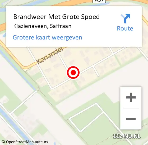 Locatie op kaart van de 112 melding: Brandweer Met Grote Spoed Naar Klazienaveen, Saffraan op 23 april 2022 09:16