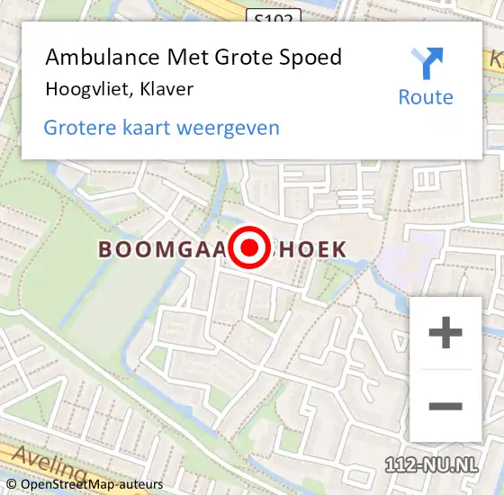 Locatie op kaart van de 112 melding: Ambulance Met Grote Spoed Naar Hoogvliet, Klaver op 23 april 2022 09:30