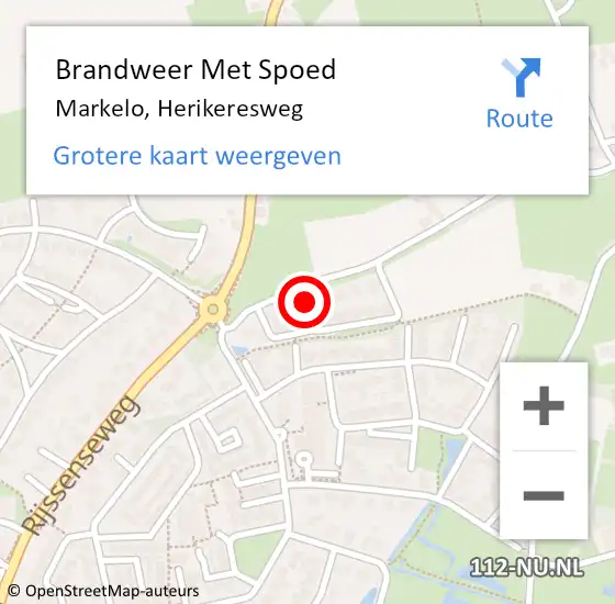 Locatie op kaart van de 112 melding: Brandweer Met Spoed Naar Markelo, Herikeresweg op 23 april 2022 09:32