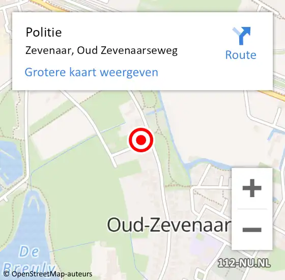 Locatie op kaart van de 112 melding: Politie Zevenaar, Oud Zevenaarseweg op 23 april 2022 09:38