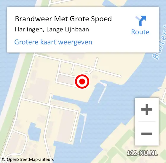 Locatie op kaart van de 112 melding: Brandweer Met Grote Spoed Naar Harlingen, Lange Lijnbaan op 15 juli 2014 10:54