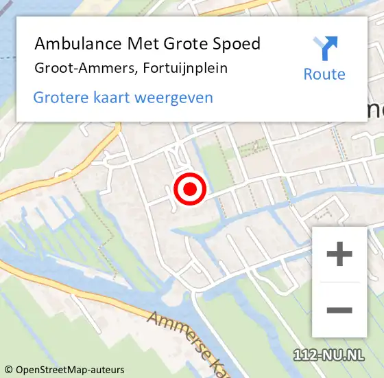 Locatie op kaart van de 112 melding: Ambulance Met Grote Spoed Naar Groot-Ammers, Fortuijnplein op 23 april 2022 09:44