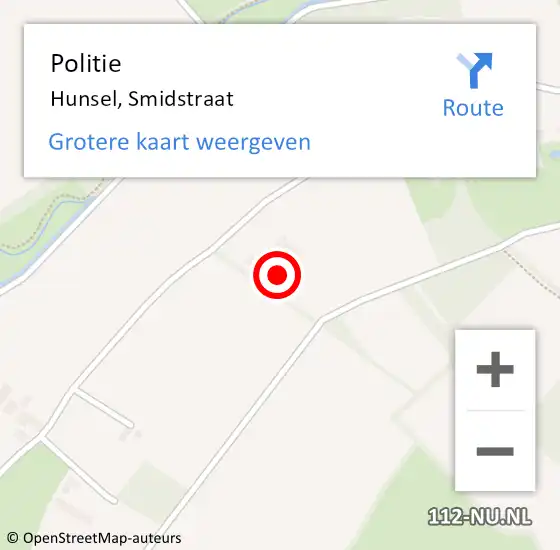 Locatie op kaart van de 112 melding: Politie Hunsel, Smidstraat op 23 april 2022 09:57