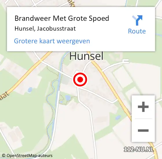 Locatie op kaart van de 112 melding: Brandweer Met Grote Spoed Naar Hunsel, Jacobusstraat op 23 april 2022 10:02